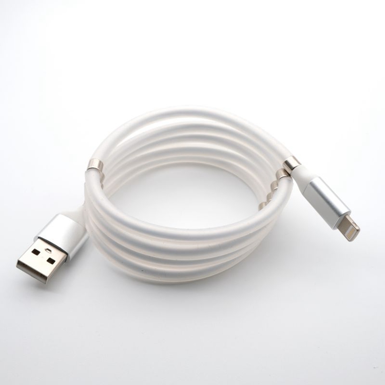 Self winding Magnetic iphone USB data transmission and charging cable