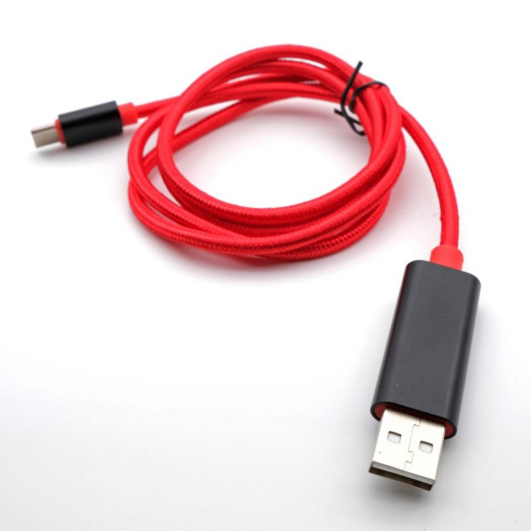 High quality Nylon Briad LED Display 3A fast charging type C USB Charging Cable