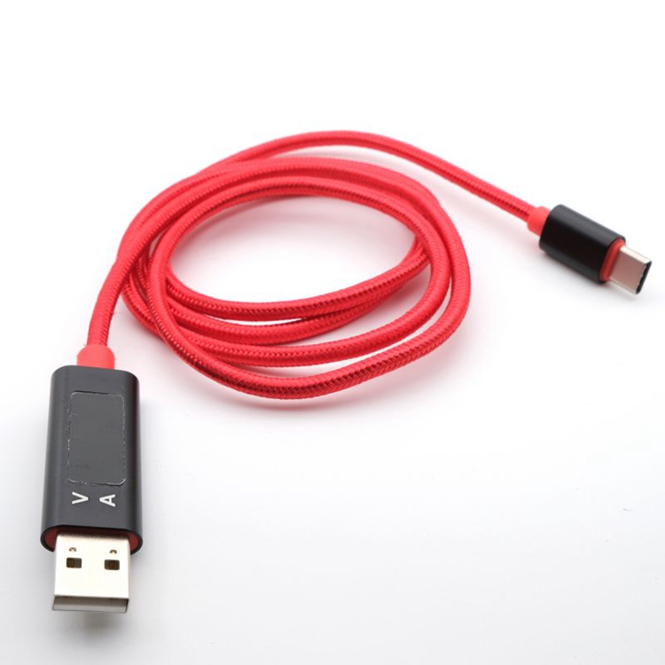 High quality Nylon Briad LED Display 3A fast charging type C USB Charging Cable