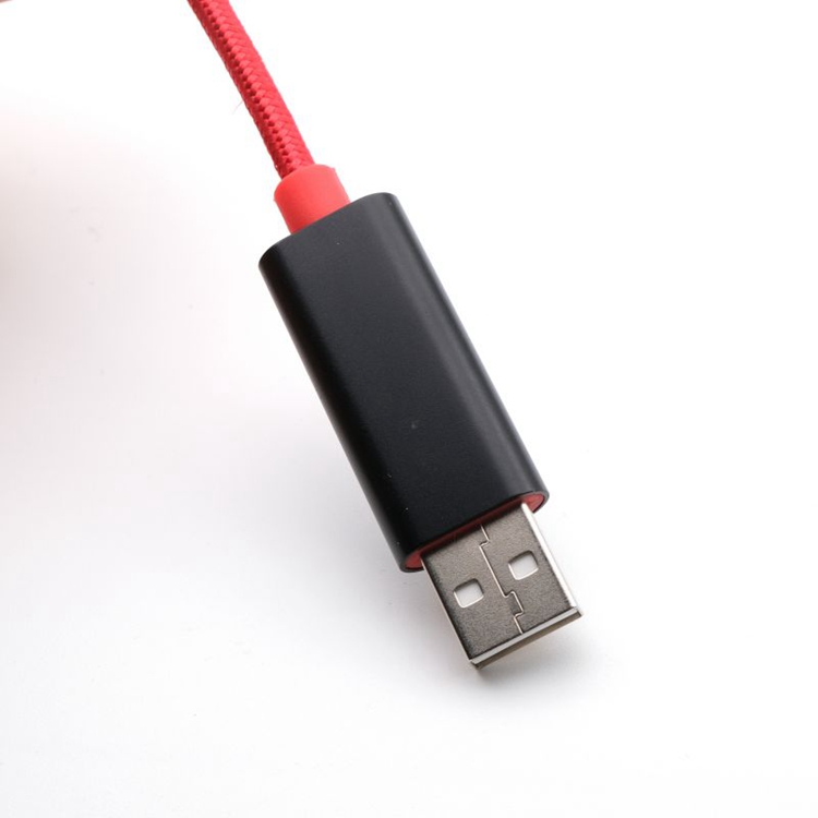 High quality Nylon Briad LED Display 3A fast charging type C USB Charging Cable