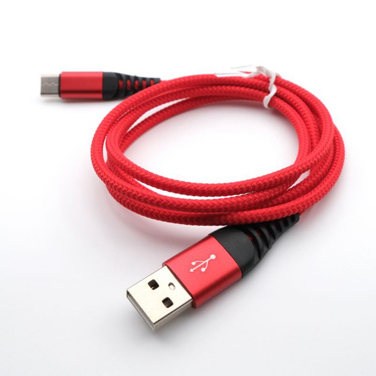 Durable nylon braided jack Gold plated contact type C USB Charging Cable