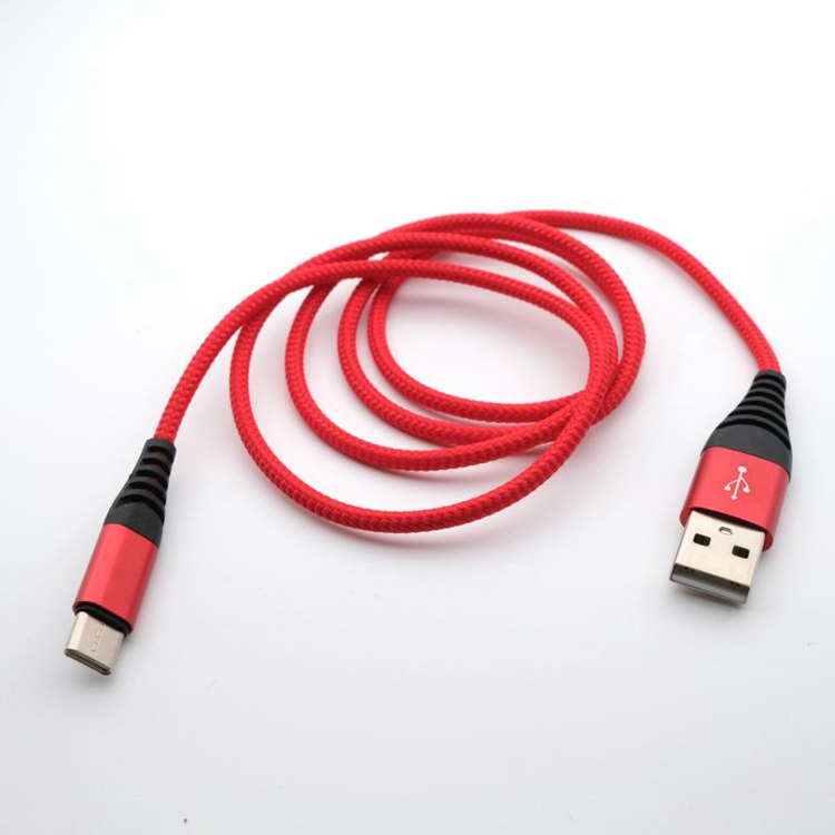 Durable nylon braided jack Gold plated contact type C USB Charging Cable