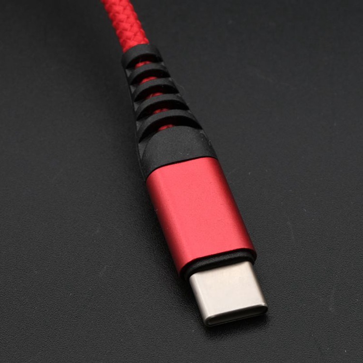 Durable nylon braided jack Gold plated contact type C USB Charging Cable