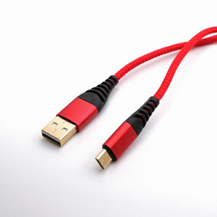 Durable nylon braided jack Gold plated micro 5 pin USB Charging Cable